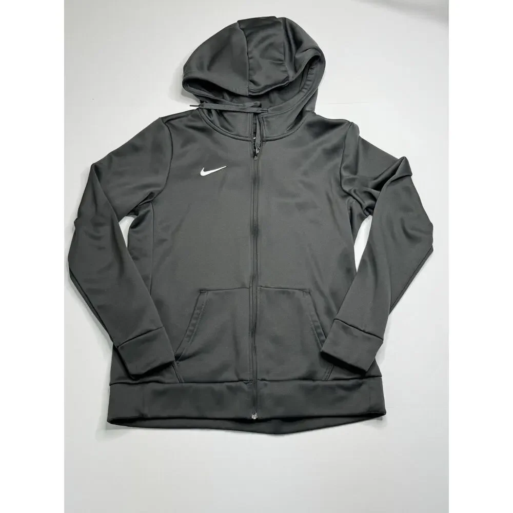 Nike Women’s Dri-FIT Full Zip Hoodie Size Medium Gray Athletic Training Jacket - Picture 3 of 6